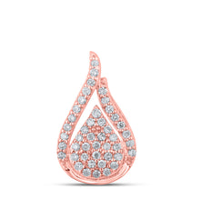  10k Rose Gold Womens Round Diamond Teardrop Pendant 1/5 Cttw