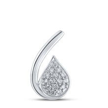  10k White Gold Womens Round Diamond Teardrop Pendant 1/10 Cttw