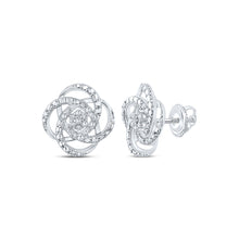  10k White Gold Womens Round Diamond Cluster Earrings 1/6 Cttw
