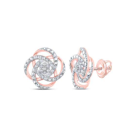 10k Rose Gold Womens Round Diamond Cluster Earrings 1/6 Cttw