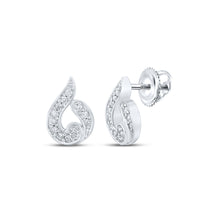  10k White Gold Womens Round Diamond Teardrop Earrings 1/6 Cttw