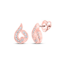  10k Rose Gold Womens Round Diamond Teardrop Earrings 1/6 Cttw