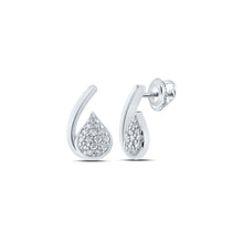  10k White Gold Womens Round Diamond Cluster Earrings 1/6 Cttw