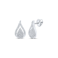  10k White Gold Womens Round Diamond Teardrop Earrings 1/3 Cttw