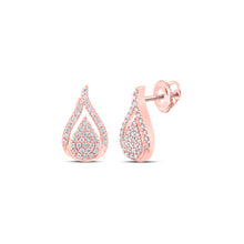  10k Rose Gold Womens Round Diamond Teardrop Earrings 1/3 Cttw