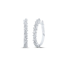  10k White Gold Womens Baguette Diamond Hoop Earrings 3/8 Cttw