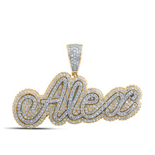  10k Two-tone Gold Mens Round Diamond ALEX Name Charm Pendant 2 Cttw