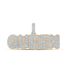  10k Yellow Gold Womens Baguette Diamond Queen Phrase Pendant 7-3/8 Cttw