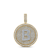  10k Two-tone Gold Mens Round Diamond Letter B Circle Charm Pendant 3-7/8 Cttw