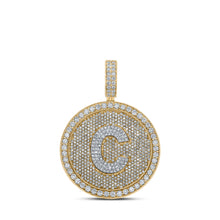 10k Two-tone Gold Mens Round Diamond Letter C Circle Charm Pendant 3-3/4 Cttw