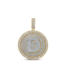  10k Two-tone Gold Mens Round Diamond Letter D Circle Charm Pendant 3-7/8 Cttw