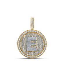  10k Two-tone Gold Mens Round Diamond Letter E Circle Charm Pendant 4 Cttw