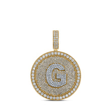  10k Two-tone Gold Mens Round Diamond Letter G Circle Charm Pendant 3-3/4 Cttw
