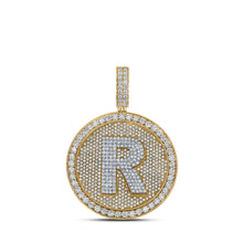  10k Two-tone Gold Mens Round Diamond Letter R Circle Charm Pendant 3-3/4 Cttw