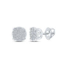  Sterling Silver Womens Round Diamond Cluster Earrings 1/6 Cttw