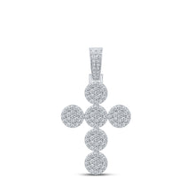  10k White Gold Mens Round Diamond Cross Charm Pendant 2 Cttw