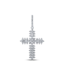  10k White Gold Womens Round Diamond Cross Pendant 3/4 Cttw