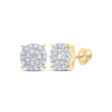  10k Yellow Gold Womens Round Diamond Cluster Earrings 7/8 Cttw