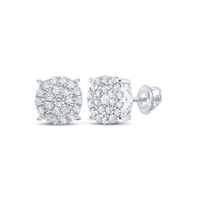  10k White Gold Womens Round Diamond Cluster Earrings 7/8 Cttw