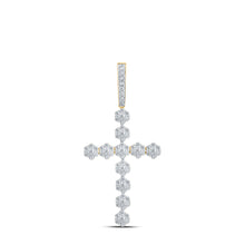  10k Yellow Gold Womens Round Diamond Cross Pendant 1-3/8 Cttw