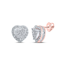  10k Rose Gold Womens Round Diamond Heart Earrings 5/8 Cttw