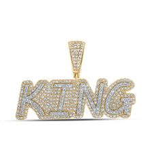  10k Yellow Gold Mens Round Diamond KING Charm Pendant 1 Cttw