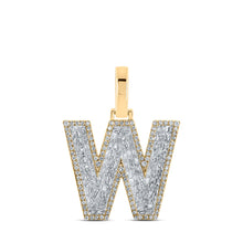  10k Yellow Gold Mens Baguette Diamond W Initial Letter Charm Pendant 3/4 Cttw