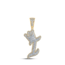  10k Yellow Gold Mens Round Diamond I Crown Letter Charm Pendant 1 Cttw