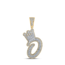  10k Yellow Gold Mens Round Diamond O Crown Letter Charm Pendant 1 Cttw