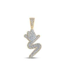  10k Yellow Gold Mens Round Diamond S Crown Letter Charm Pendant 1 Cttw