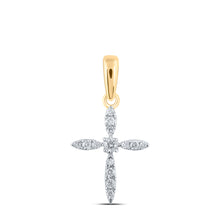  10k Yellow Gold Womens Round Diamond Cross Pendant 1/10 Cttw