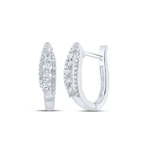  10k White Gold Womens Round Diamond Hoop Earrings 1/2 Cttw