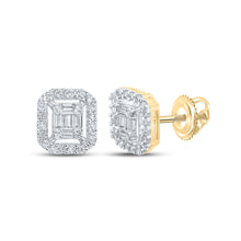  14k Yellow Gold Baguette Diamond Square Earrings 1/4 Cttw
