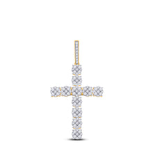  14k Yellow Gold Mens Round Diamond Cross Charm Pendant 2 Cttw