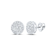  14k White Gold Round Diamond Cluster Earrings 1/4 Cttw