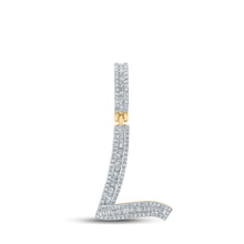  14k Yellow Gold Mens Baguette Diamond L Initial Letter Charm Pendant 5/8 Cttw