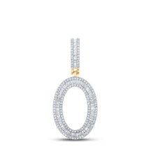  14k Yellow Gold Mens Baguette Diamond O Initial Letter Charm Pendant 1 Cttw