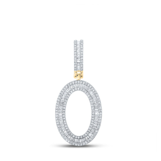 14k Yellow Gold Mens Baguette Diamond O Initial Letter Charm Pendant 1 Cttw