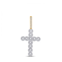  14k Yellow Gold Mens Round Diamond Cross Charm Pendant 3/4 Cttw