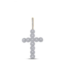  14k Yellow Gold Mens Round Diamond Cross Charm Pendant 1-1/2 Cttw