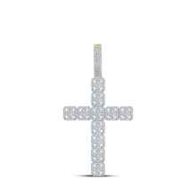  14k Yellow Gold Mens Round Diamond Cross Charm Pendant 1-1/5 Cttw