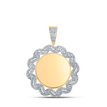  14k Yellow Gold Mens Baguette Diamond Memory Circle Charm Pendant 1-5/8 Cttw