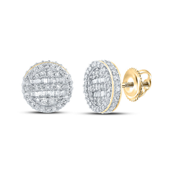 14k Yellow Gold Baguette Diamond Circle Earrings 3/4 Cttw