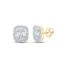 14k Yellow Gold Baguette Diamond Square Earrings 1/2 Cttw