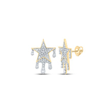  14k Yellow Gold Round Diamond Drip Star Earrings 3/4 Cttw