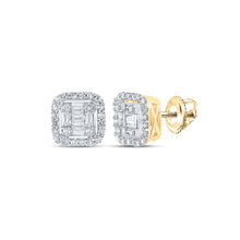  14k Yellow Gold Baguette Diamond Square Earrings 1/2 Cttw