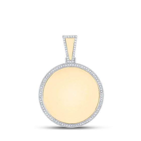 14k Yellow Gold Mens Round Diamond Memory Circle Charm Pendant 1/2 Cttw