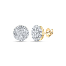  14k Yellow Gold Round Diamond Cluster Earrings 1-5/8 Cttw
