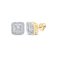  14k Yellow Gold Baguette Diamond Square Earrings 5/8 Cttw
