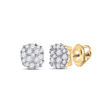  14k Yellow Gold Womens Round Diamond Cluster Earrings 1/5 Cttw